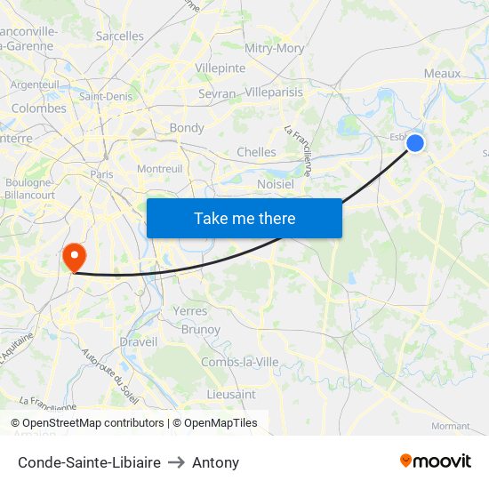 Conde-Sainte-Libiaire to Antony map
