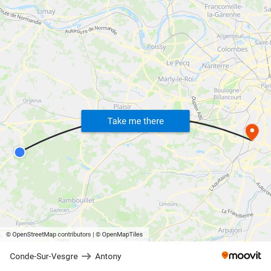 Conde-Sur-Vesgre to Antony map