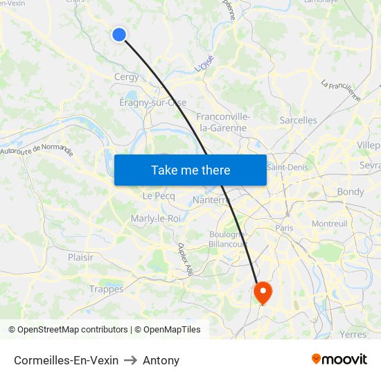 Cormeilles-En-Vexin to Antony map