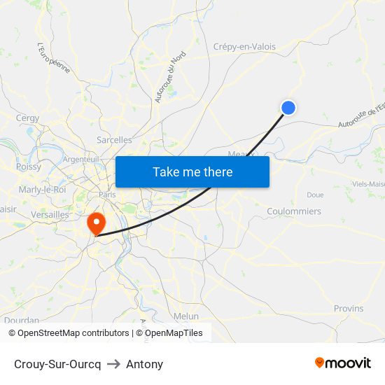 Crouy-Sur-Ourcq to Antony map