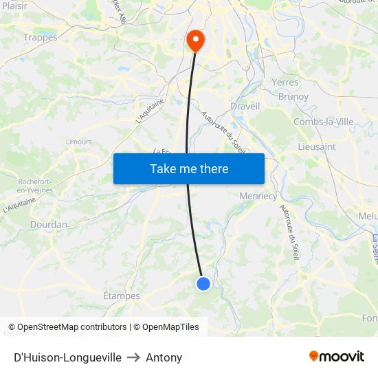 D'Huison-Longueville to Antony map