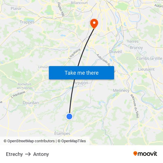 Etrechy to Antony map