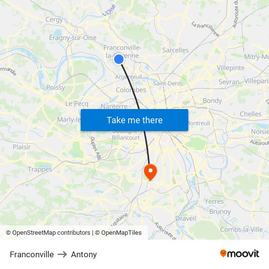 Franconville to Antony map