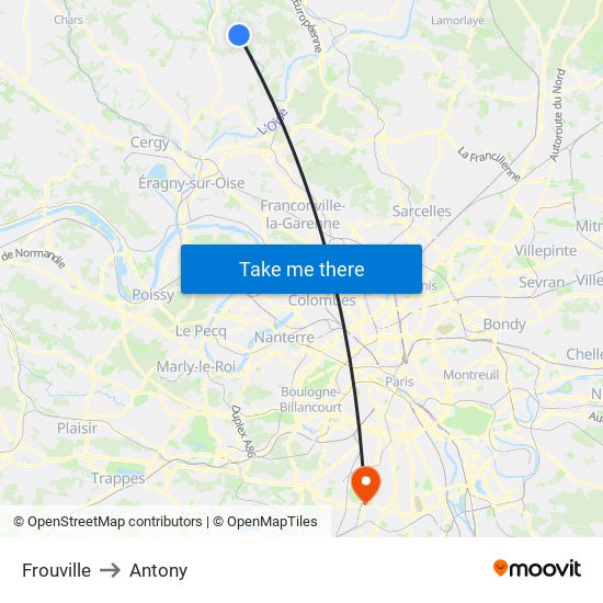 Frouville to Antony map