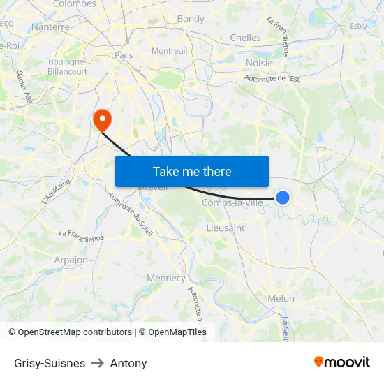 Grisy-Suisnes to Antony map