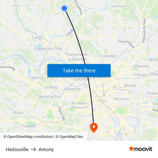 Hedouville to Antony map