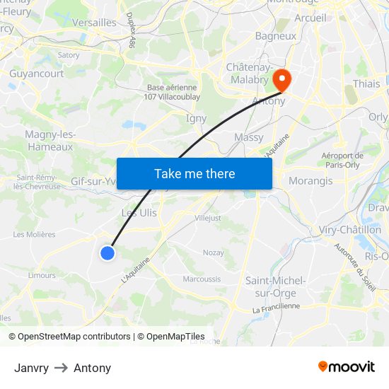 Janvry to Antony map