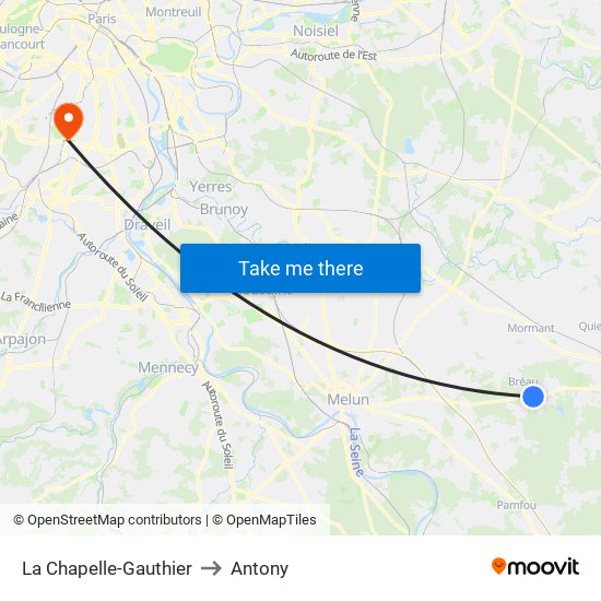 La Chapelle-Gauthier to Antony map