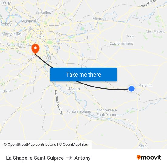 La Chapelle-Saint-Sulpice to Antony map