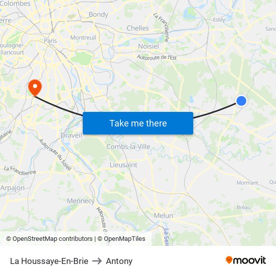 La Houssaye-En-Brie to Antony map