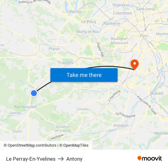 Le Perray-En-Yvelines to Antony map