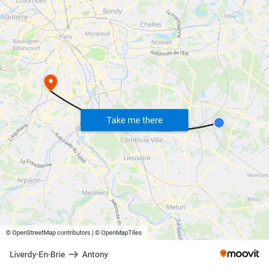 Liverdy-En-Brie to Antony map