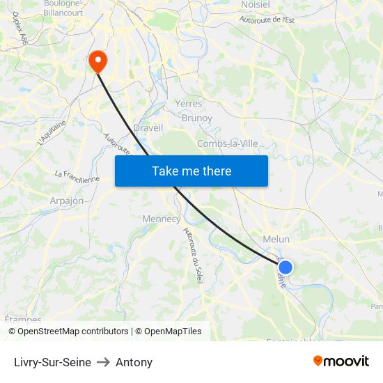 Livry-Sur-Seine to Antony map