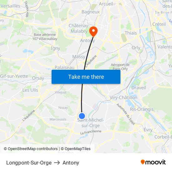 Longpont-Sur-Orge to Antony map