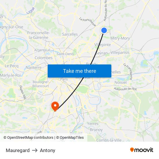 Mauregard to Antony map