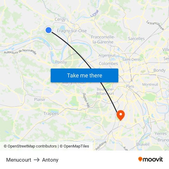Menucourt to Antony map