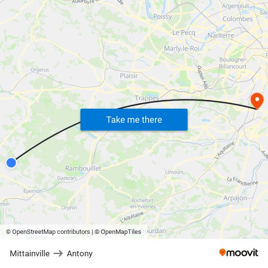 Mittainville to Antony map