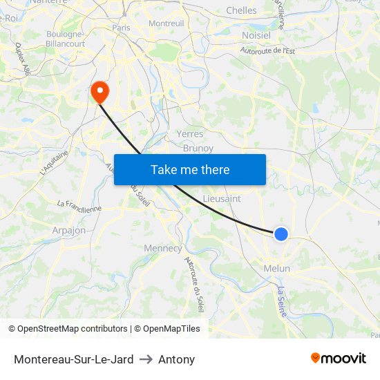 Montereau-Sur-Le-Jard to Antony map