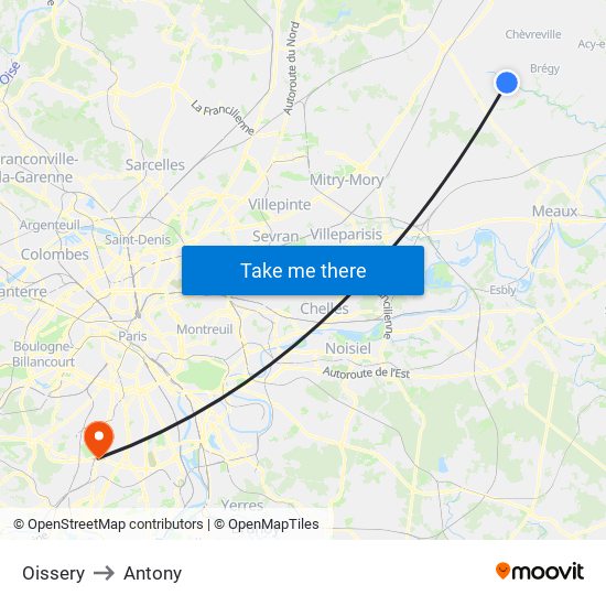 Oissery to Antony map