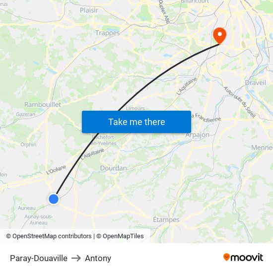 Paray-Douaville to Antony map