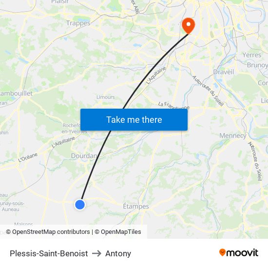 Plessis-Saint-Benoist to Antony map