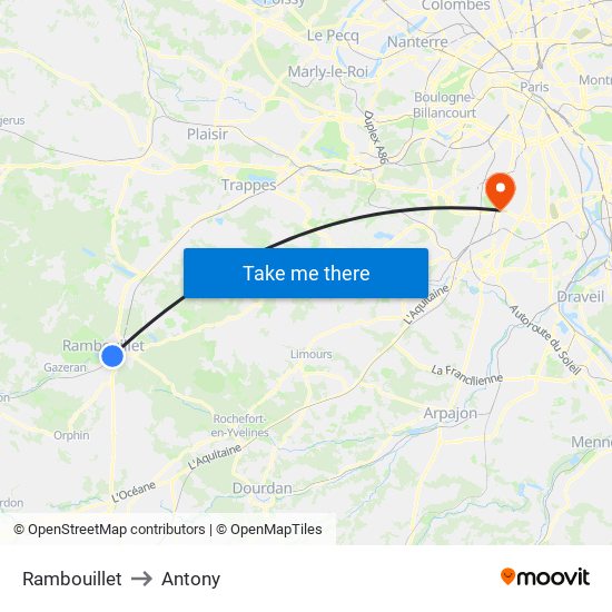 Rambouillet to Antony map