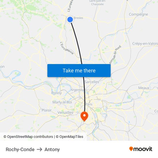 Rochy-Conde to Antony map