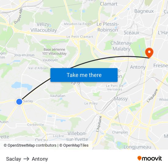 Saclay to Antony map