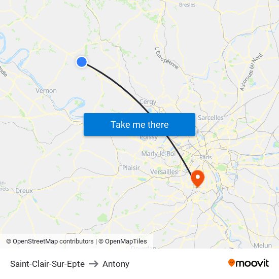 Saint-Clair-Sur-Epte to Antony map