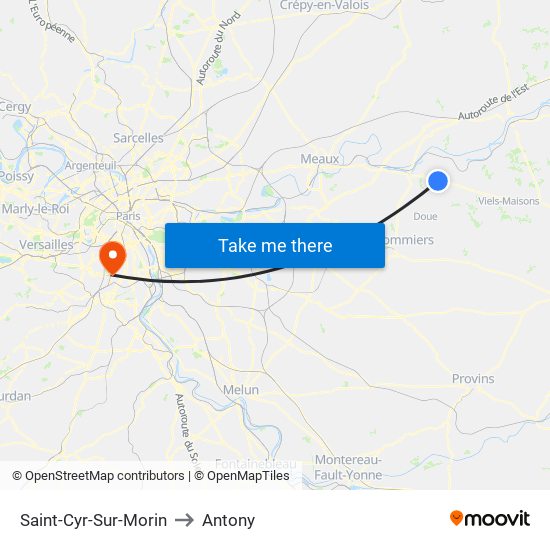 Saint-Cyr-Sur-Morin to Antony map