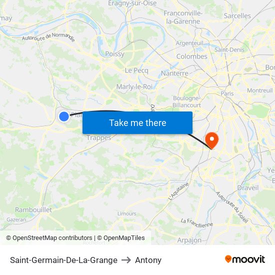 Saint-Germain-De-La-Grange to Antony map