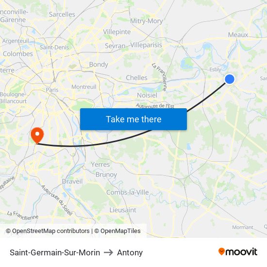 Saint-Germain-Sur-Morin to Antony map