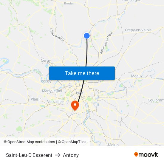 Saint-Leu-D'Esserent to Antony map