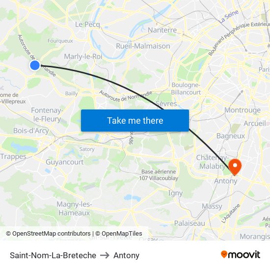 Saint-Nom-La-Breteche to Antony map