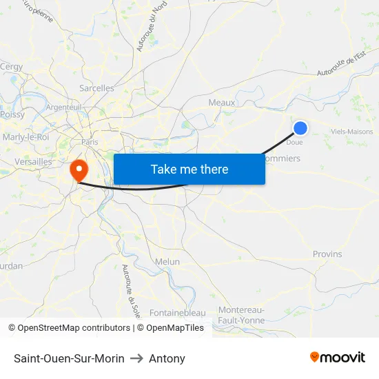 Saint-Ouen-Sur-Morin to Antony map