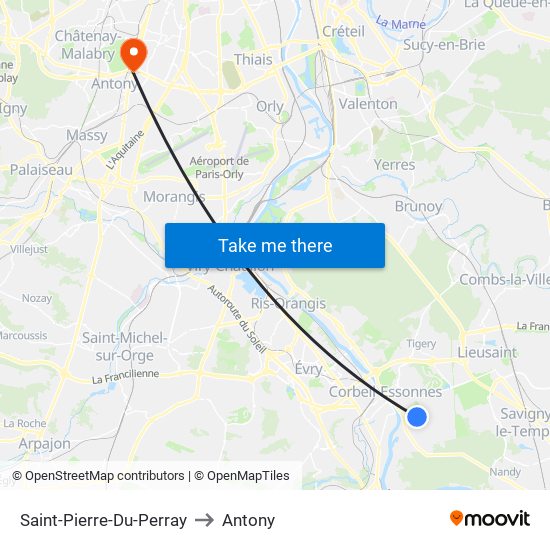 Saint-Pierre-Du-Perray to Antony map