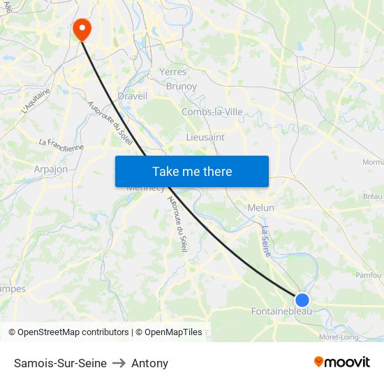 Samois-Sur-Seine to Antony map