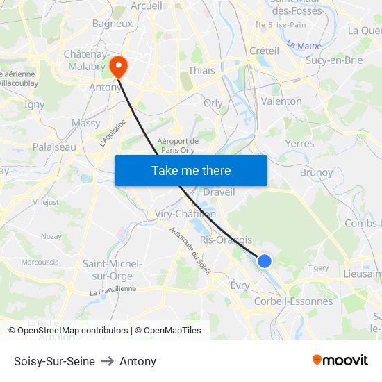 Soisy-Sur-Seine to Antony map