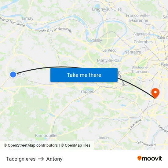 Tacoignieres to Antony map