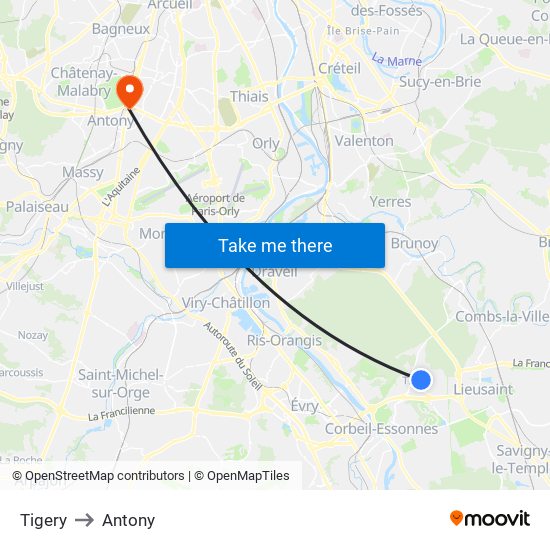 Tigery to Antony map