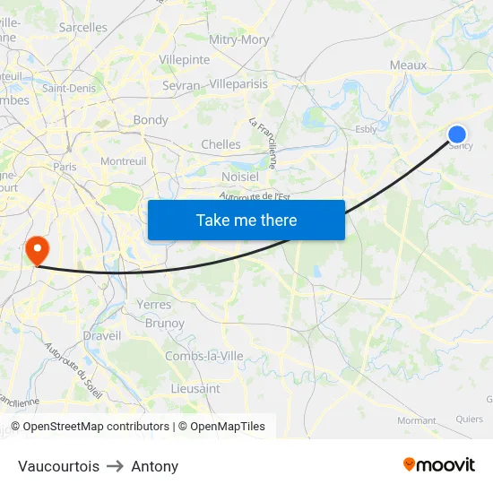 Vaucourtois to Antony map