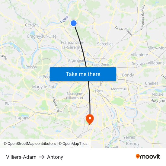 Villiers-Adam to Antony map