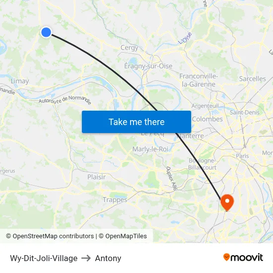 Wy-Dit-Joli-Village to Antony map