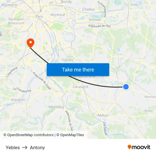 Yebles to Antony map
