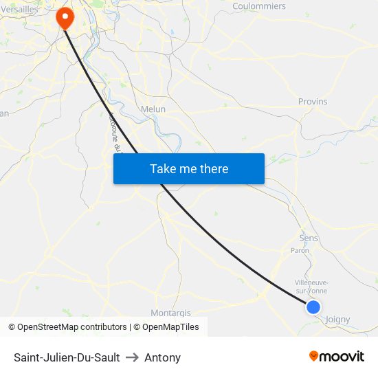 Saint-Julien-Du-Sault to Antony map