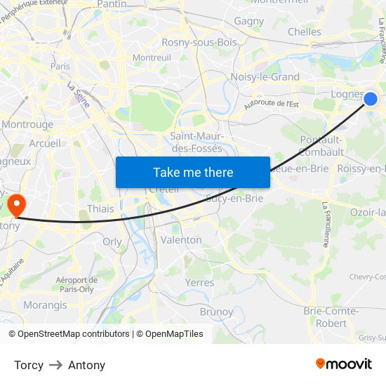 Torcy to Antony map