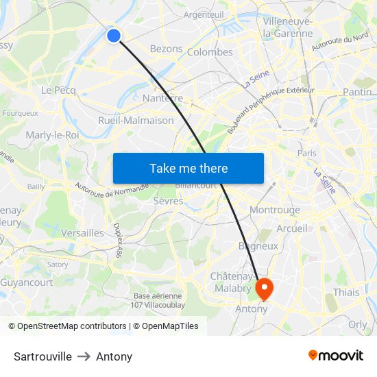 Sartrouville to Antony map