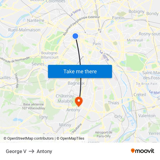 George V to Antony map