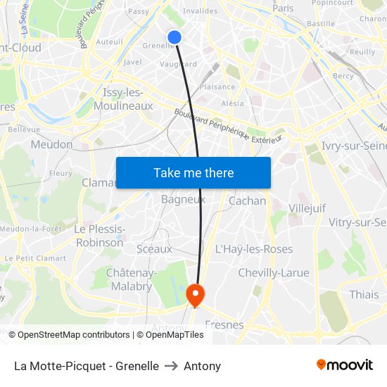 La Motte-Picquet - Grenelle to Antony map