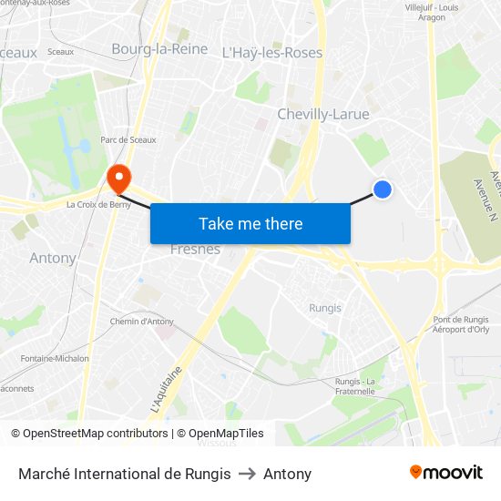 Marché International de Rungis to Antony map